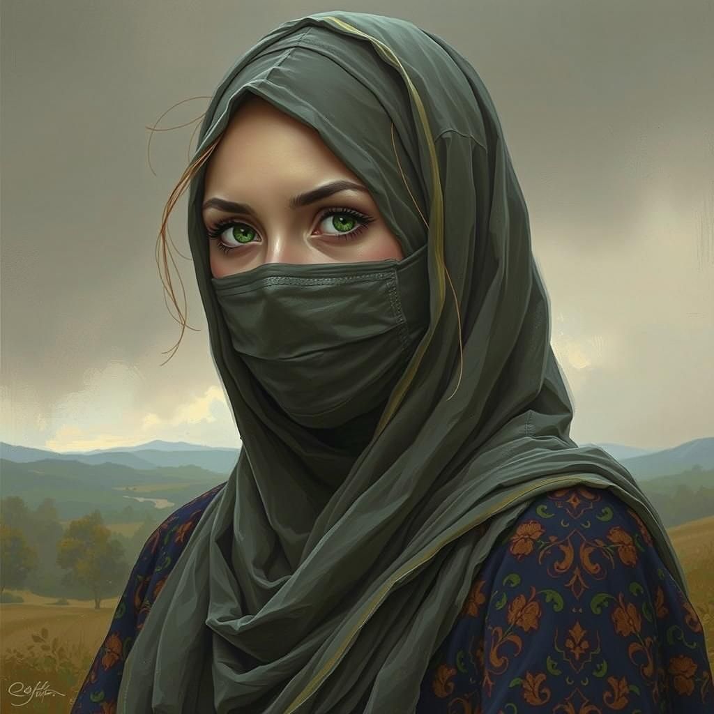 Elegant Portrait of Woman in Hijab with Serene Gaze