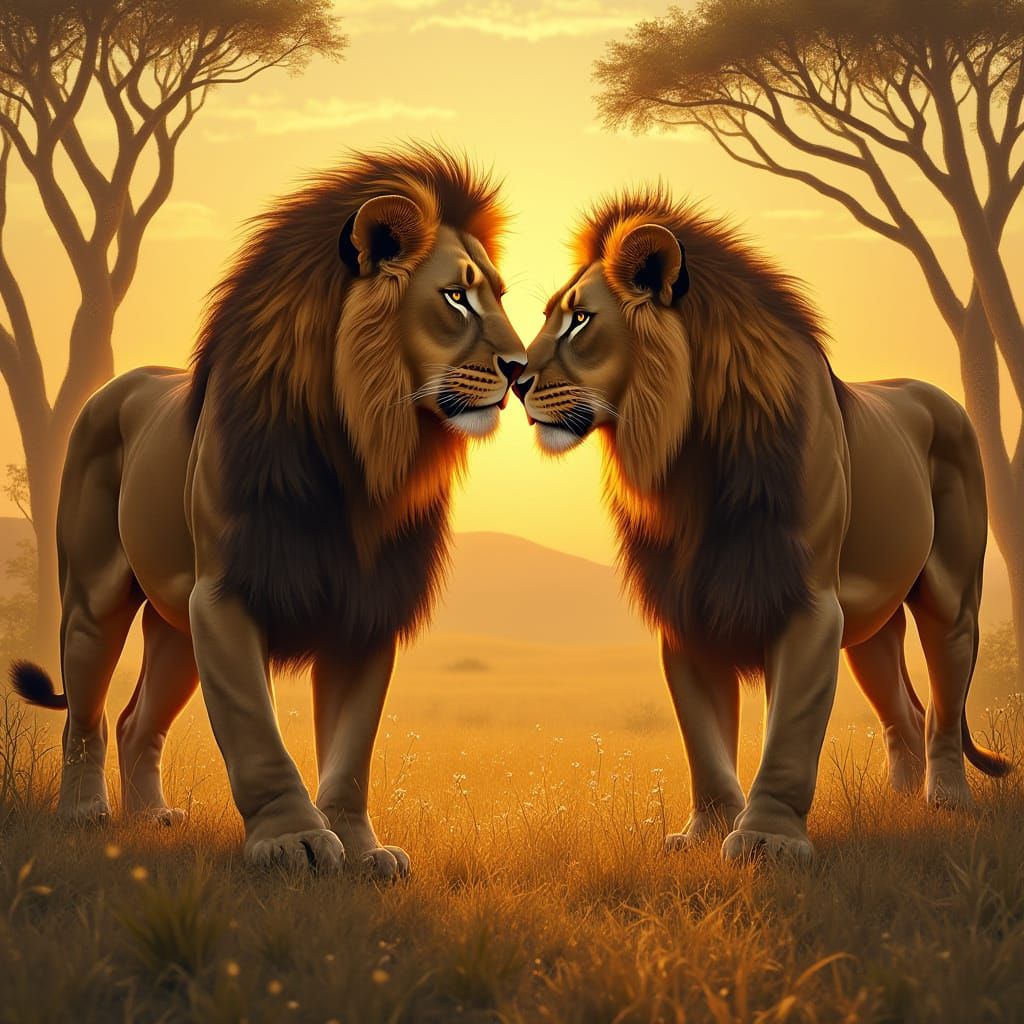 Majestic Lions Share Tender Moment