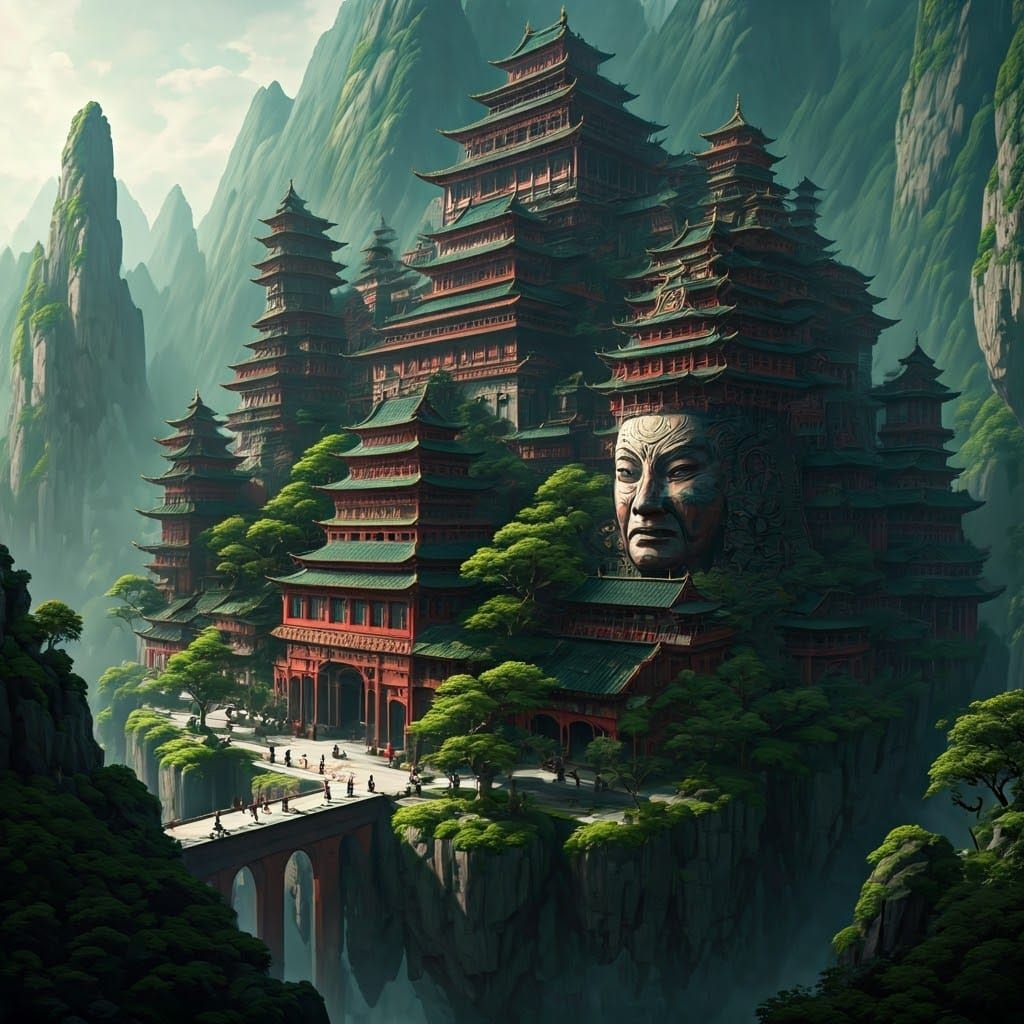 Surreal Floating Metropolis Amidst Majestic Mountains