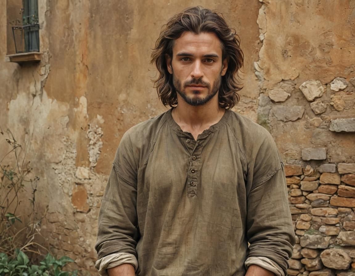 Italian Man in Tuscan Landscape: Renaissance Oil Painting