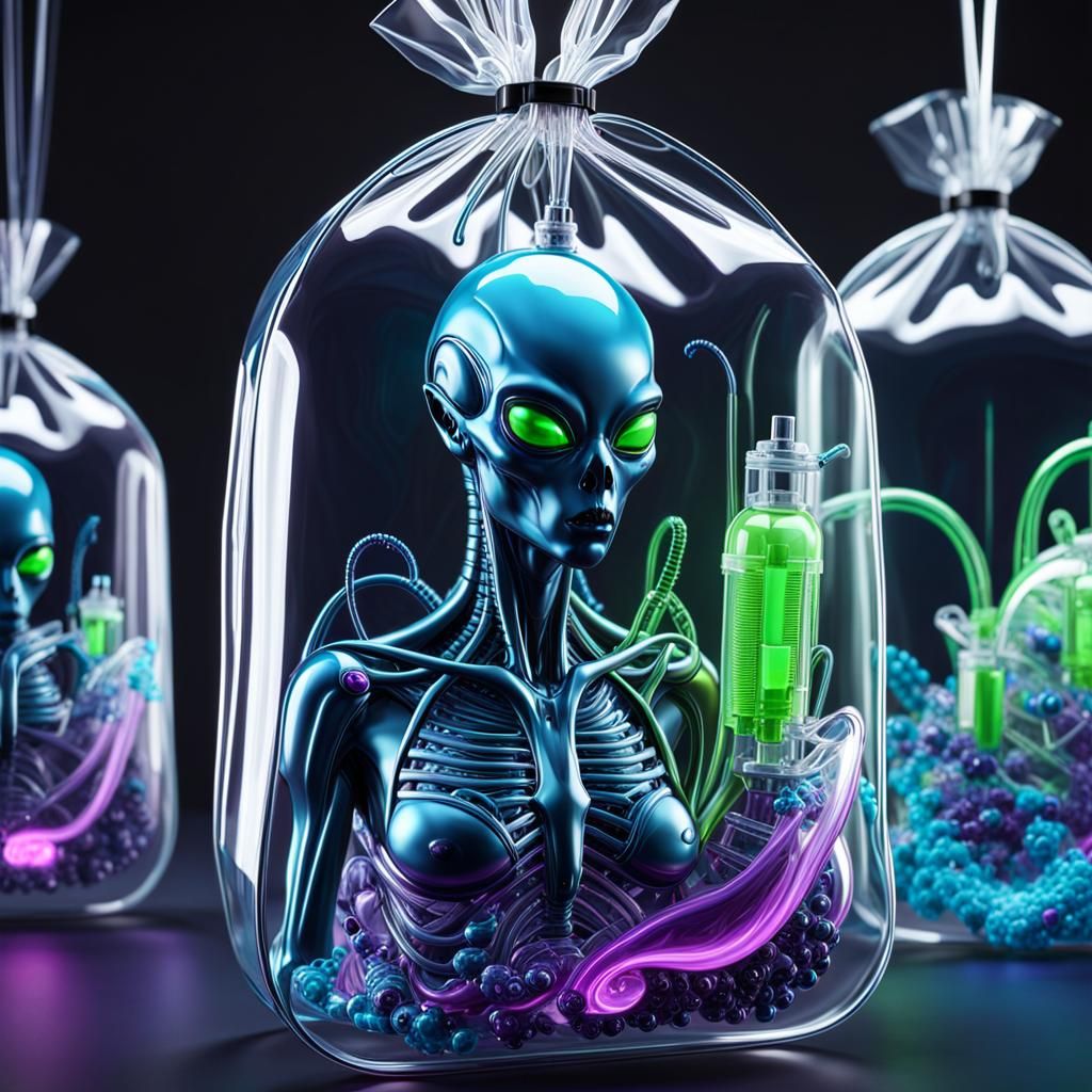 Alien-Human Hybrids in Bags: Sci-Fi Horror Concept Art