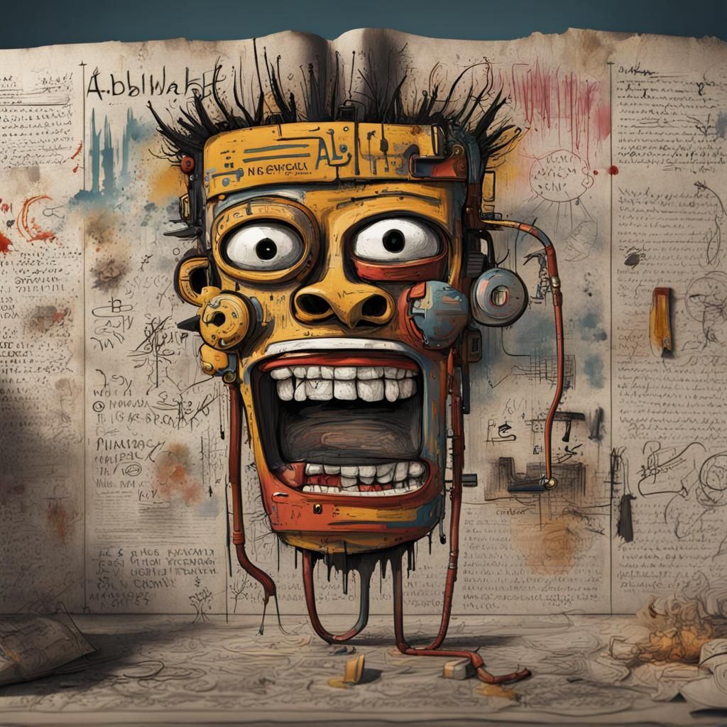 Alphabet Newspaper in Basquiat Sketchbook Style