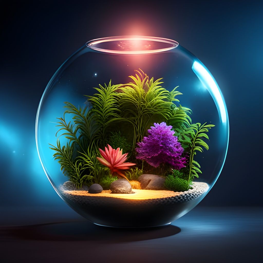 Cosmic Energy Glows within Glass Terrarium