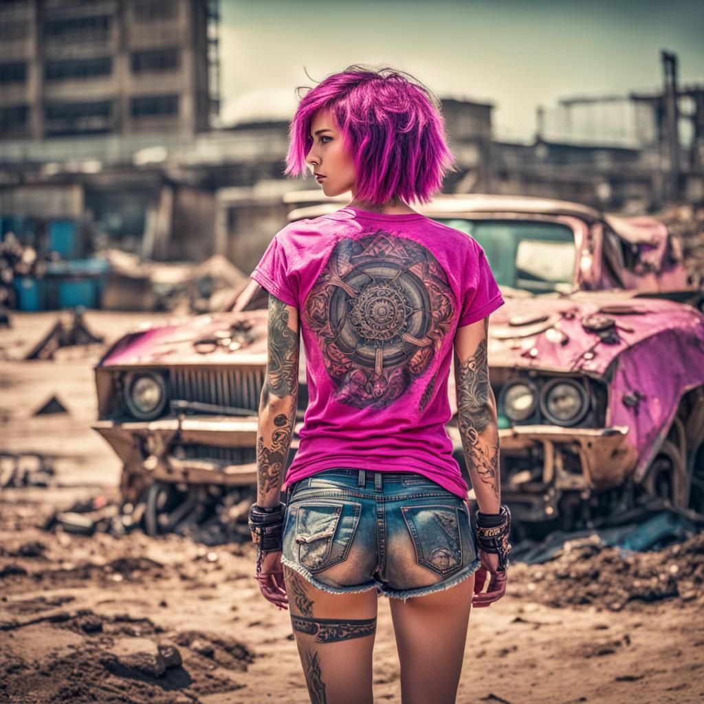 Steampunk Girl in Post-Apocalyptic Baghdad, Hyperrealistic R...
