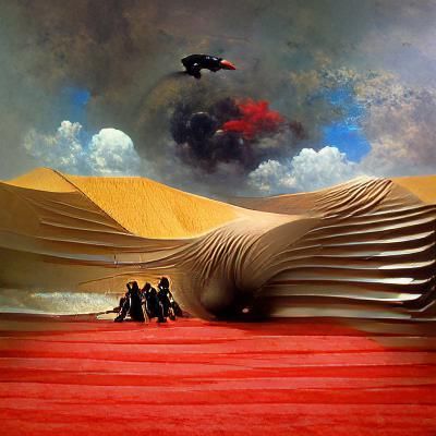 Arid Desert Landscape Under a Dark Sky