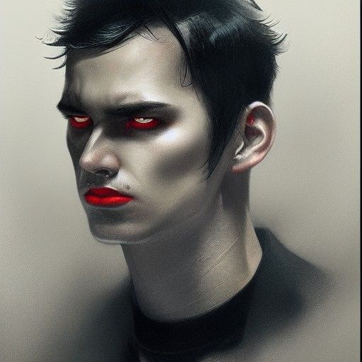 Hyperrealistic Portrait of a Young Man in Dark Uniform