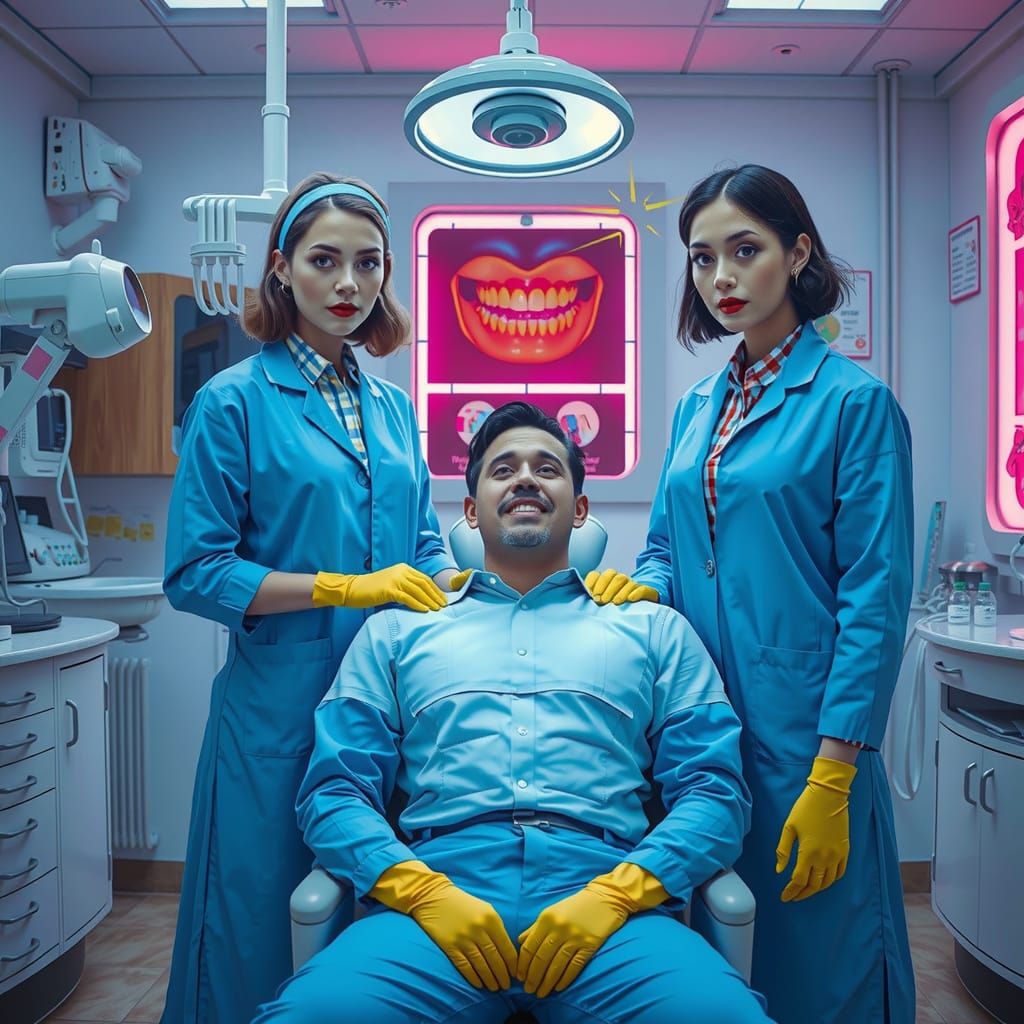 Futuristic Dentist in 1950s Pin-Up Style