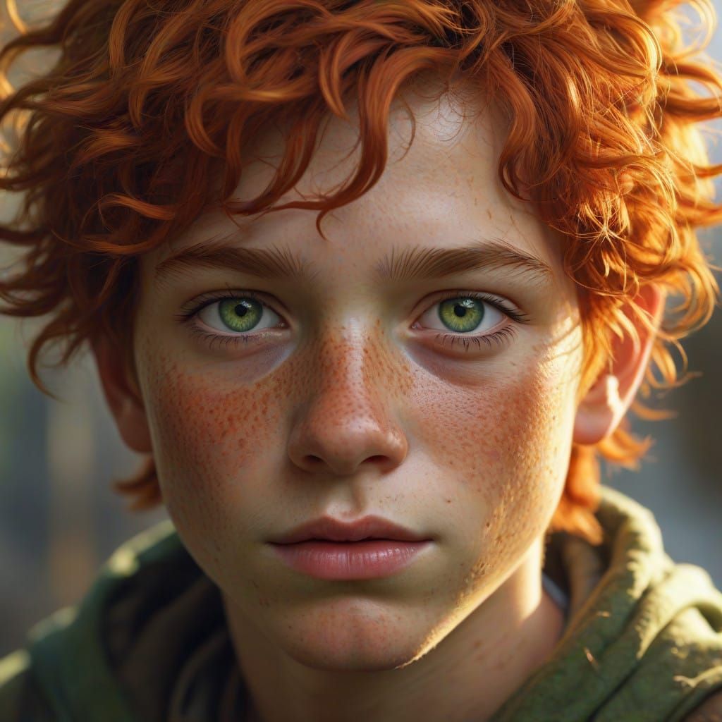 Youthful Boy with Vibrant Features in Concept Art Style