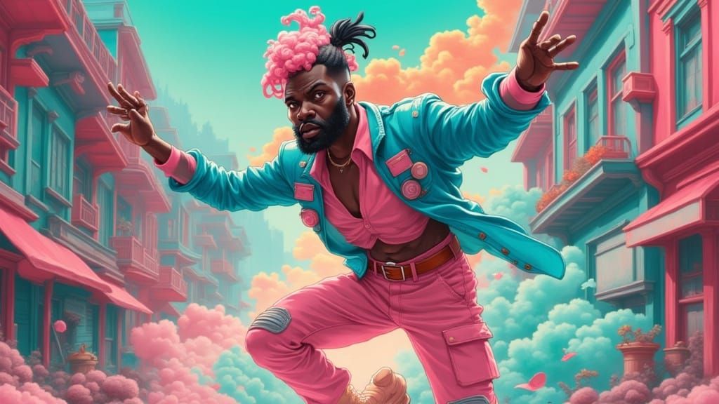 Dynamic Figure Jumping in Surreal Style