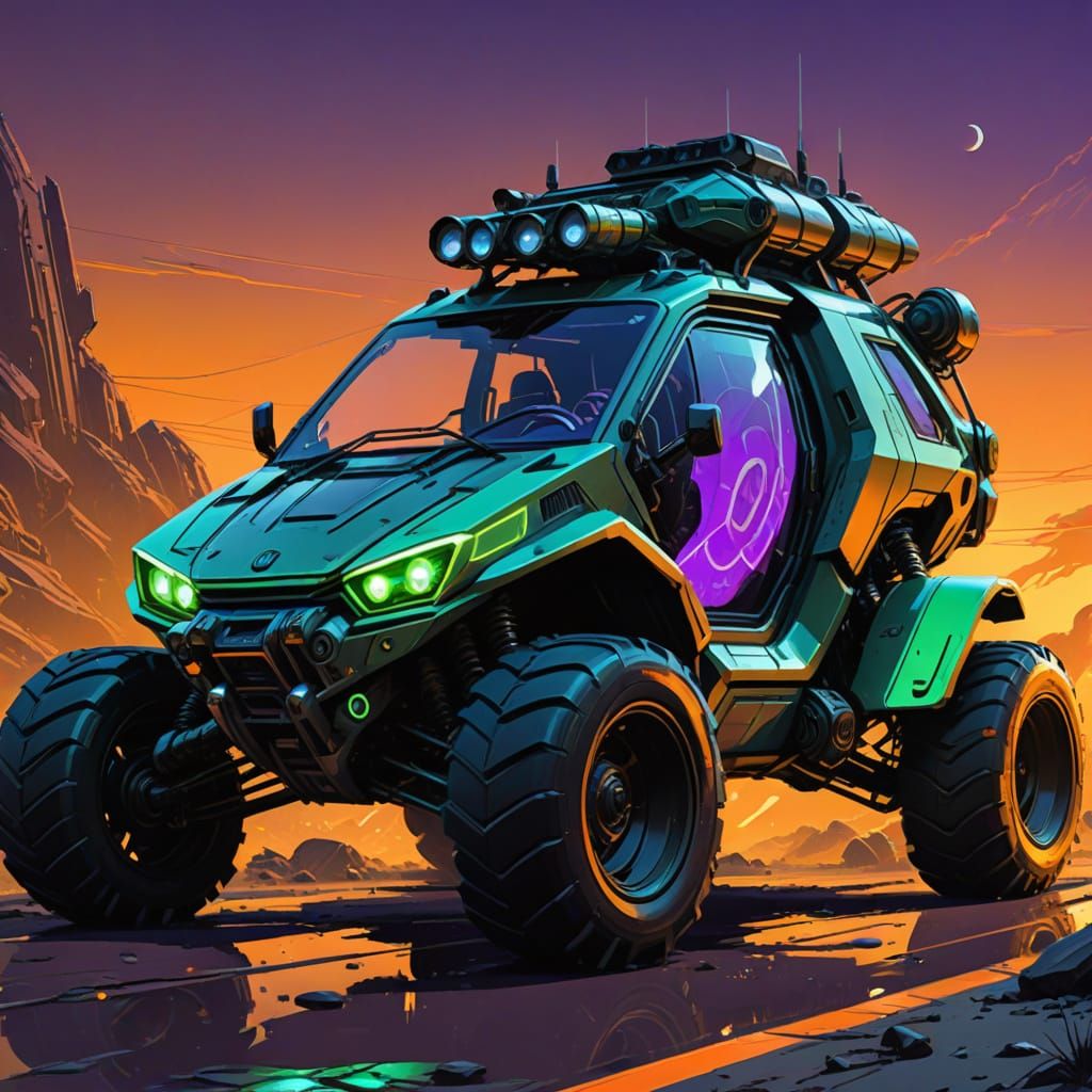 Apocalypse Buggy Concept Art in Syd Mead Style