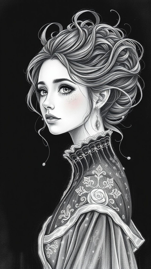 Ethereal Pencil Sketch of a Beautiful Woman