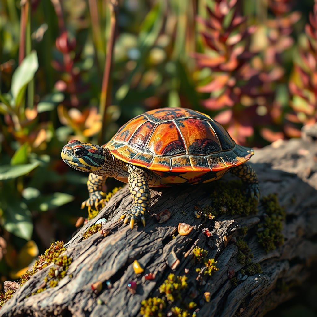 Fragmented Terrapin in Vibrant Cubist Style