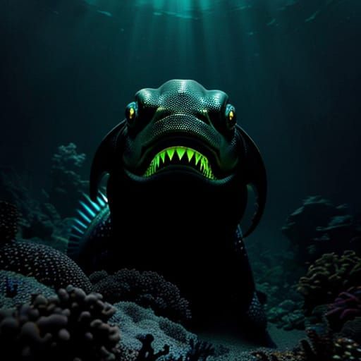 Surreal Cinematic Horror Photography of a Gargantuan Moray E...