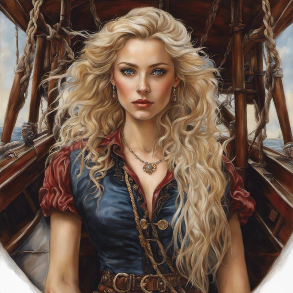 Pirate Queen Portrait in Style of Jose Royo