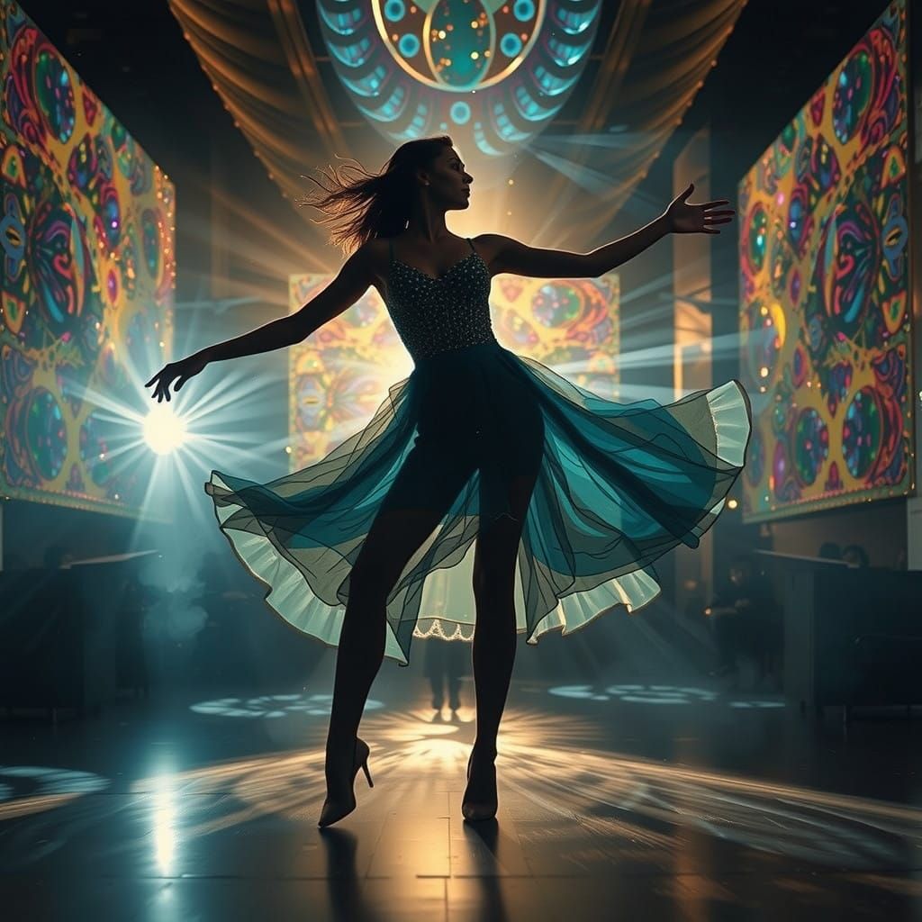 Spectacular Joyful Dancer in Vibrant Aura