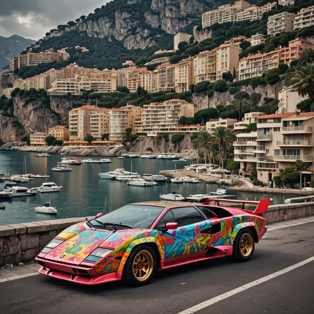 Rainbow Lamborghini Countach by Monaco Bay