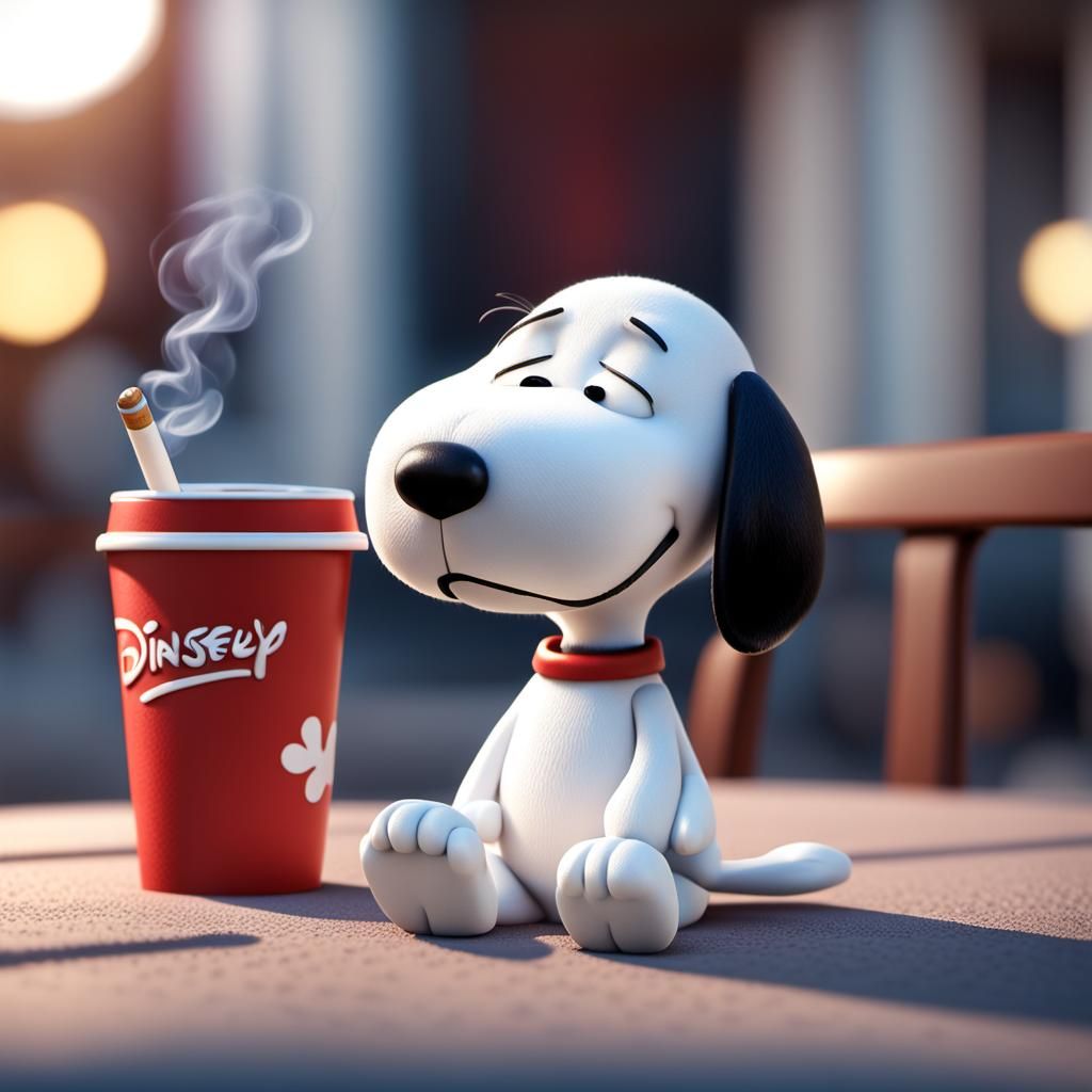 Depressed Snoopy 3D Render in Disney Style