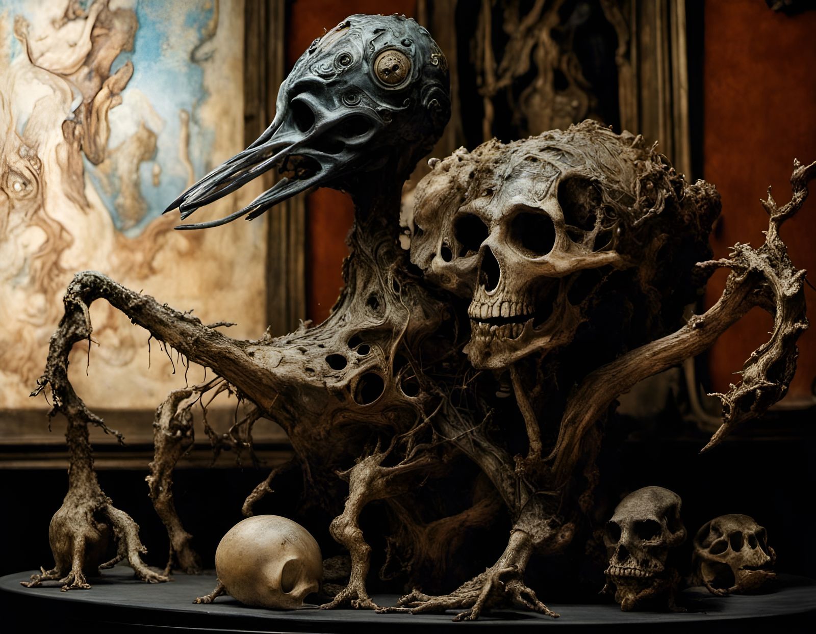 Cryptid Taxidermy Art: A Surreal Fantasy Oil Painting