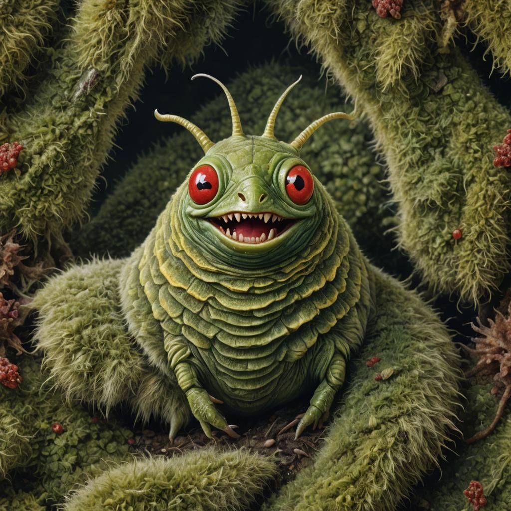 Hyperrealistic Portrait of a Furry Alien Slug