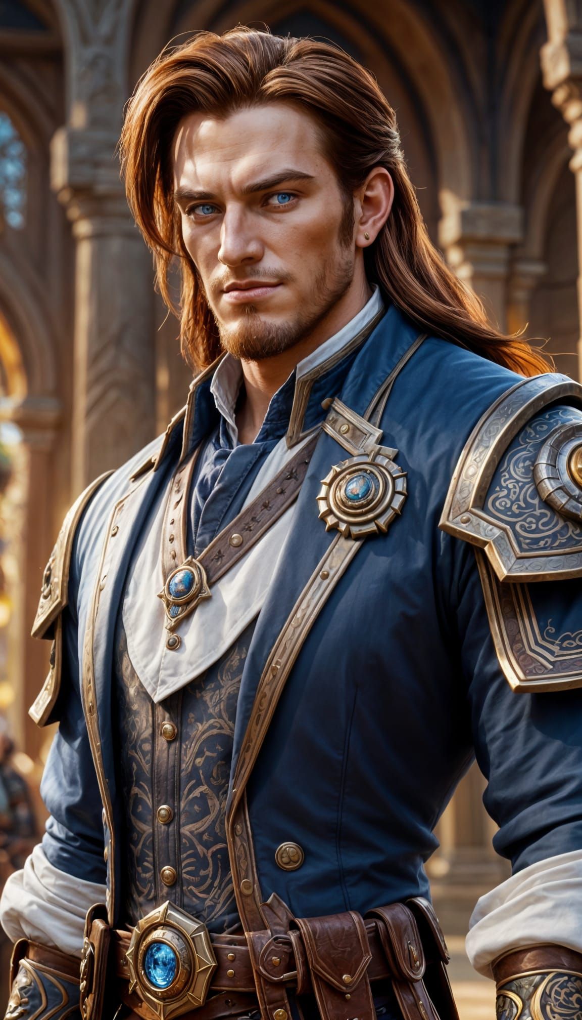 Young Governor in Warcraft Style, Hyperrealistic Portrait