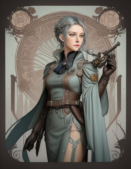 Ellen Ripley in Art Nouveau-Inspired Steampunk Fantasy