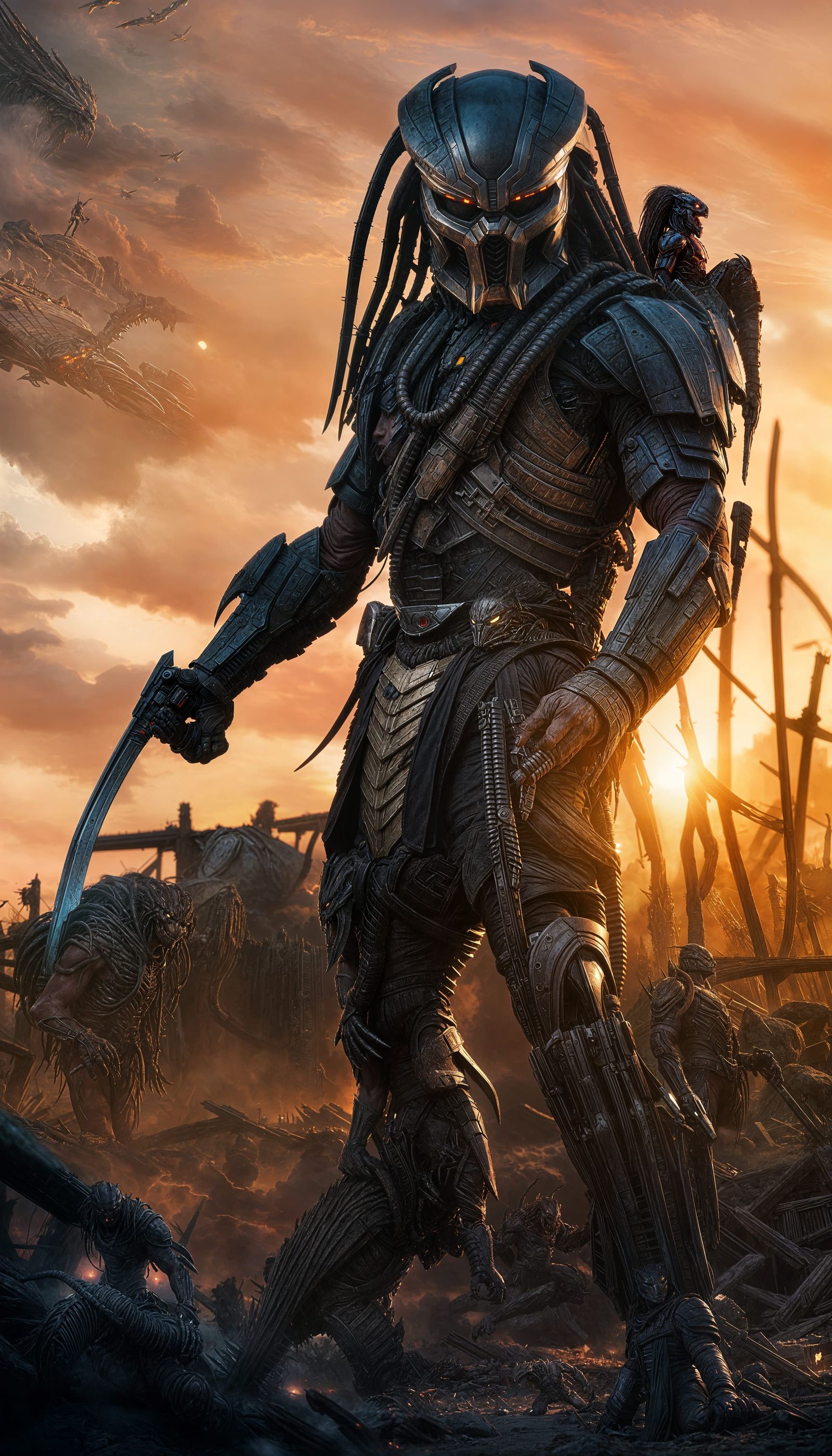 Predator Ready for Battle at Sunset