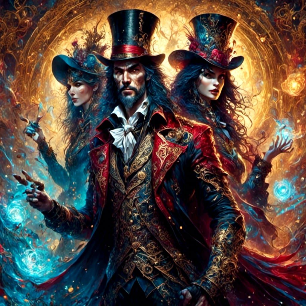 Circus Ringmaster Introduces Strongman and Bearded Lady