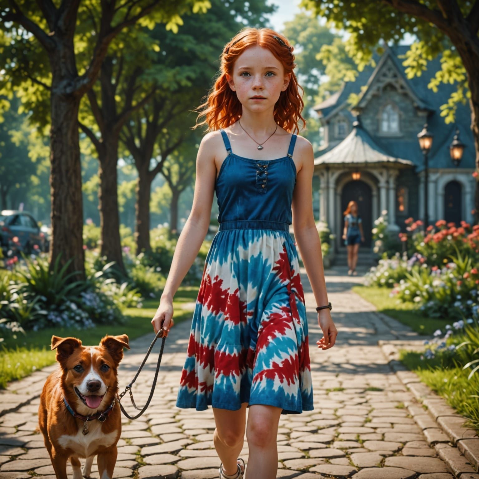 Girl in Tie Dye Fantasy Landscape