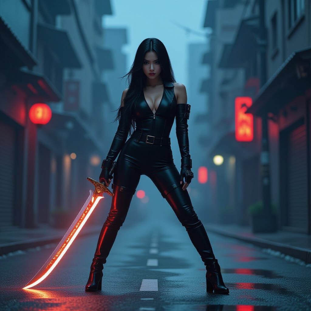 K-Pop Demon Hunter Zoey with Glowing Sword