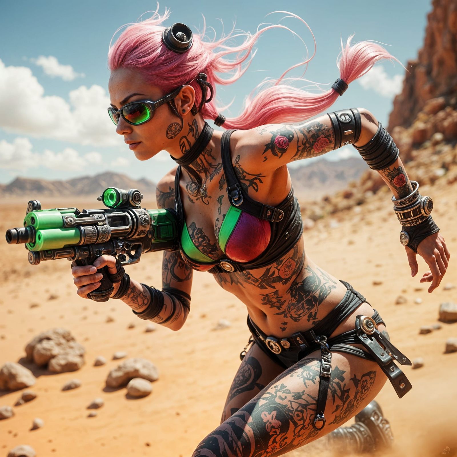 Post-Apocalyptic Gaming Icon in Vibrant Gucci Attire