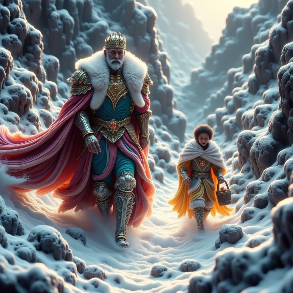 A Regal Figure Strides Through the Midnight Snow