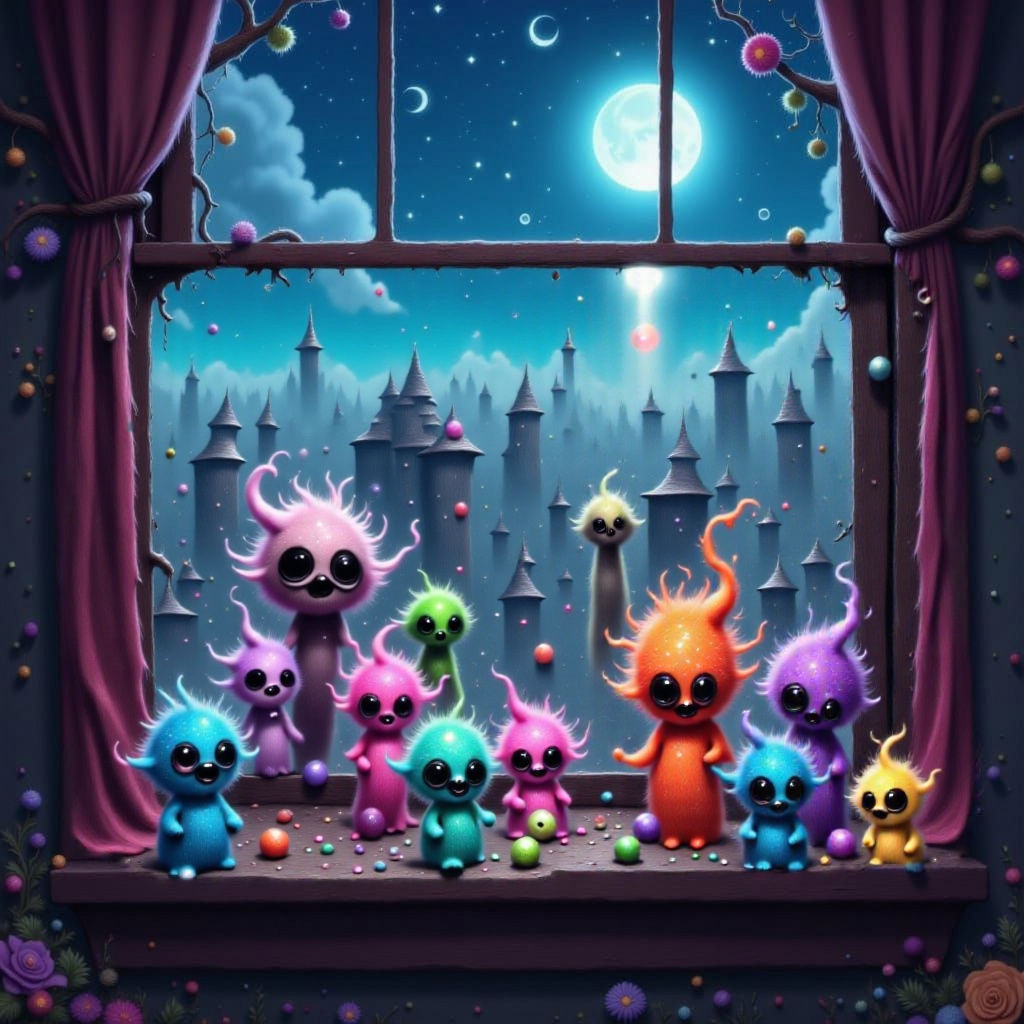 Playful Monsters Congratulate 3rd Place Under Starry Night