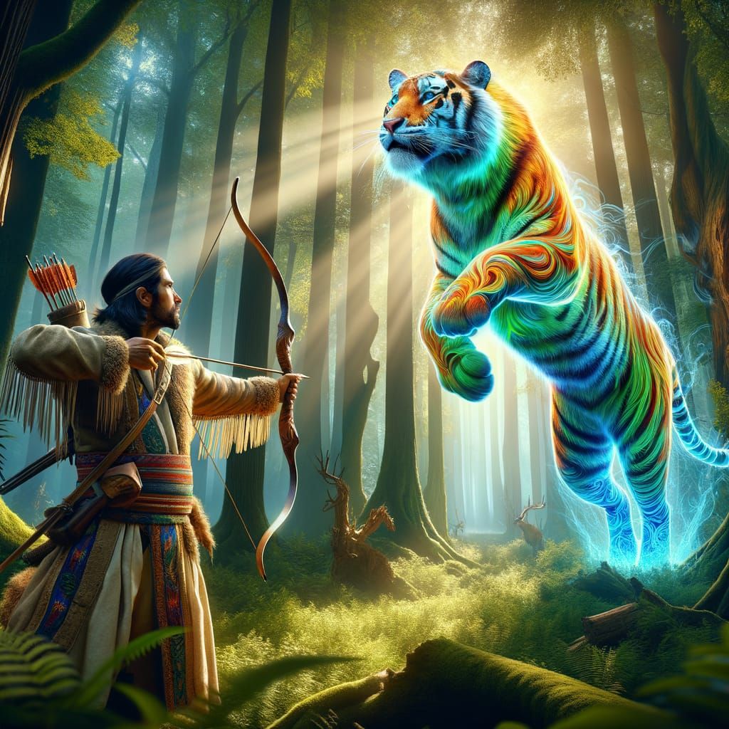 Tiger Encounter in a Vibrant Forest