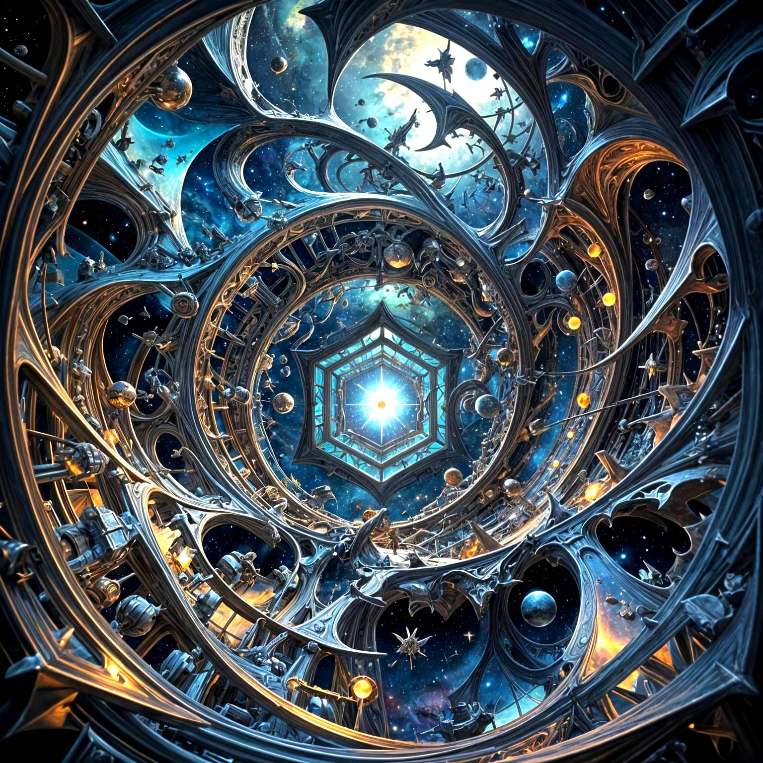 Crepuscular rays illuminating the shapes