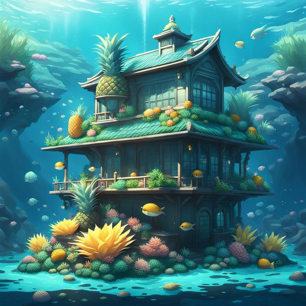 Pineapple House Under the Sea: 3D Anime Art