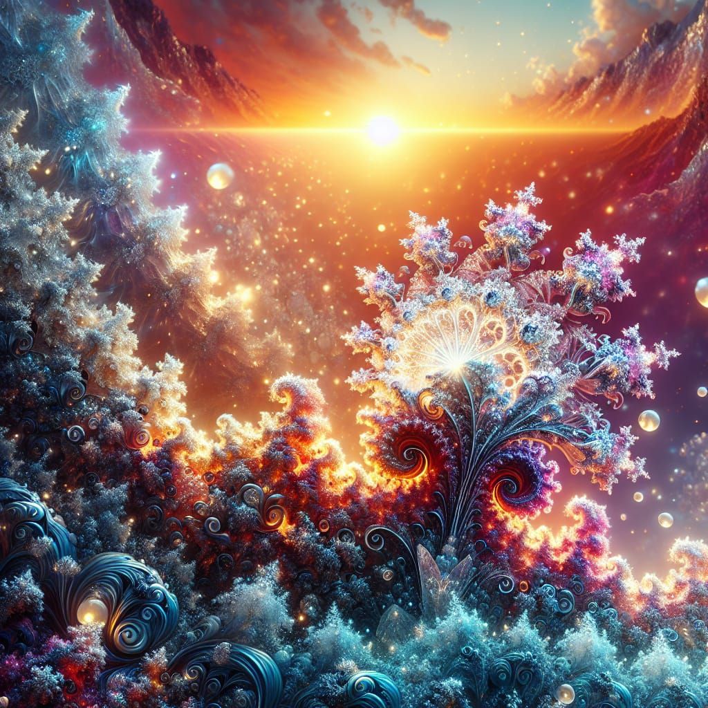 Surreal Fire and Ice Crystal Sunset