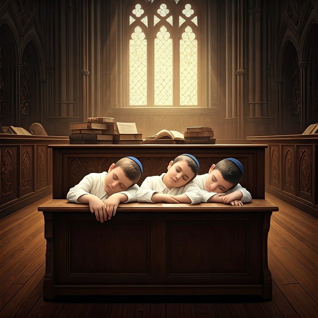 Haredi Yeshiva Boys in Serene Study Hall