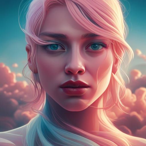 Surreal Portrait with Volumetric Lighting, Digital Art