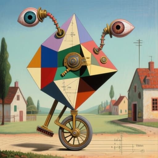 Impossible Mechanical Object in Abstract Surrealist Style