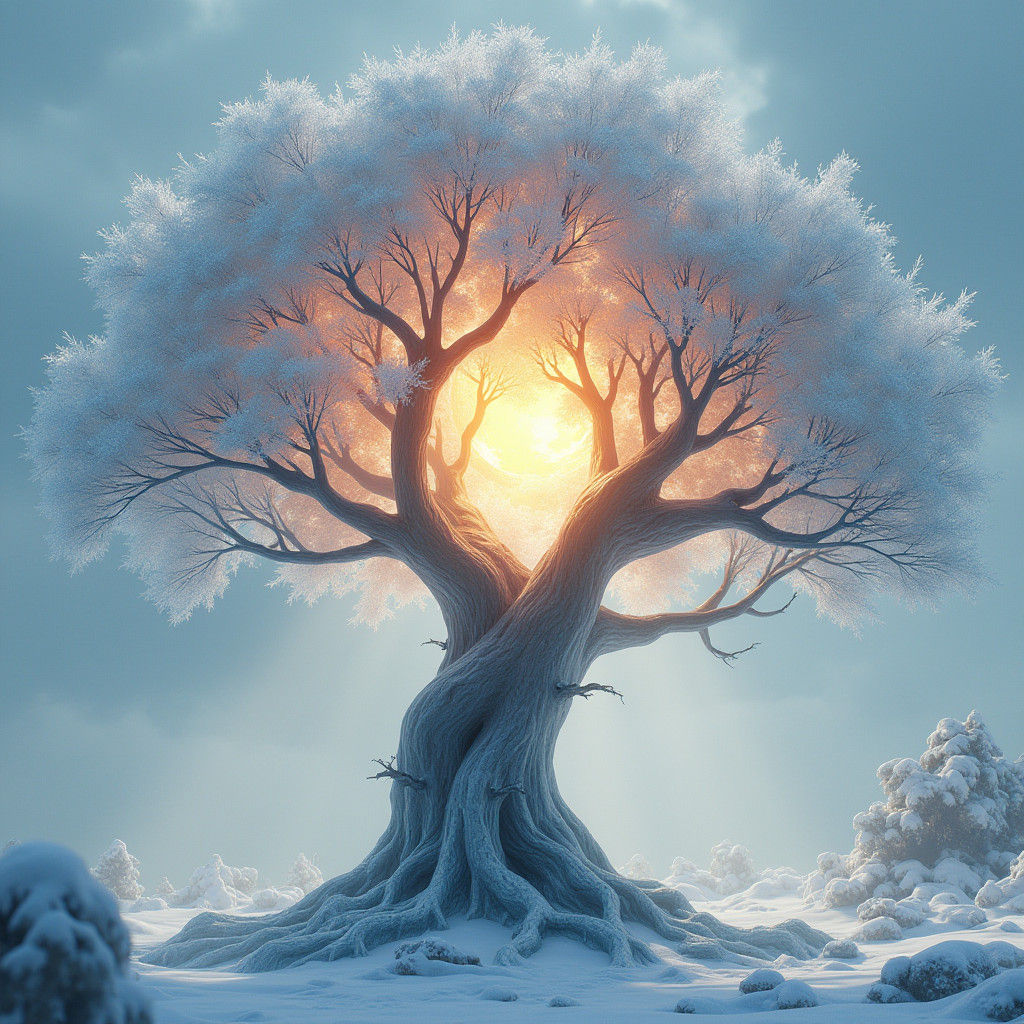 Crystalline Tree Reveals Summer in Winter Landscape