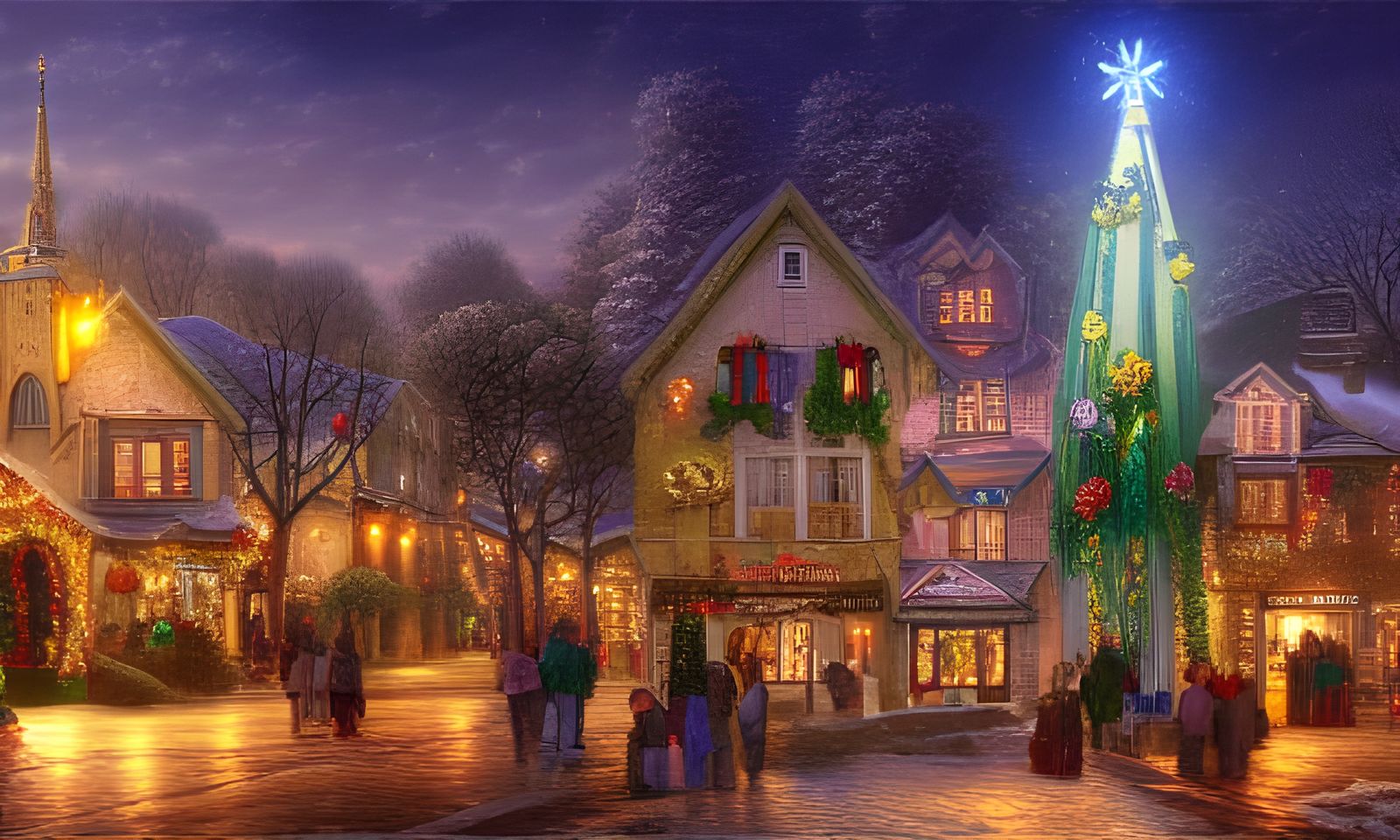 Stained Glass Christmas Town Concept Art