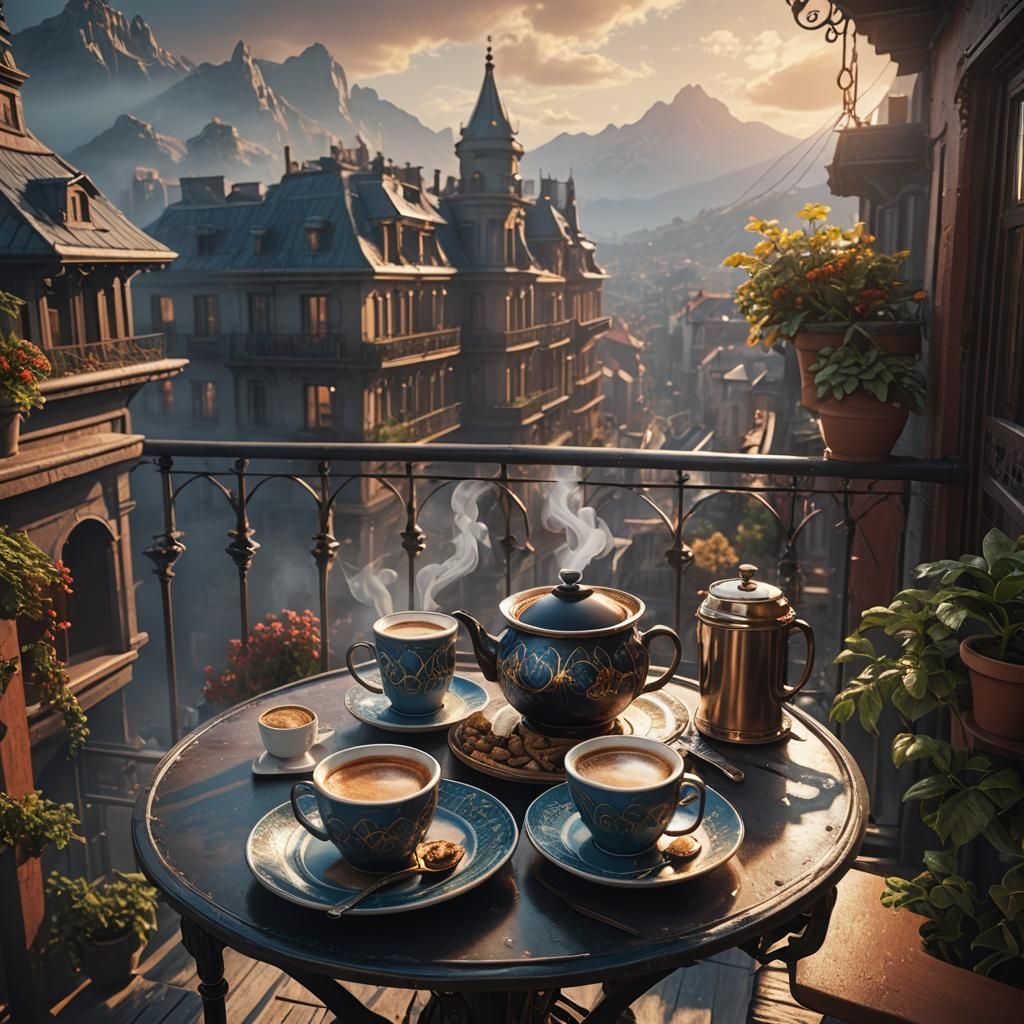 Rogela and Coffee: A Detailed Matte Painting