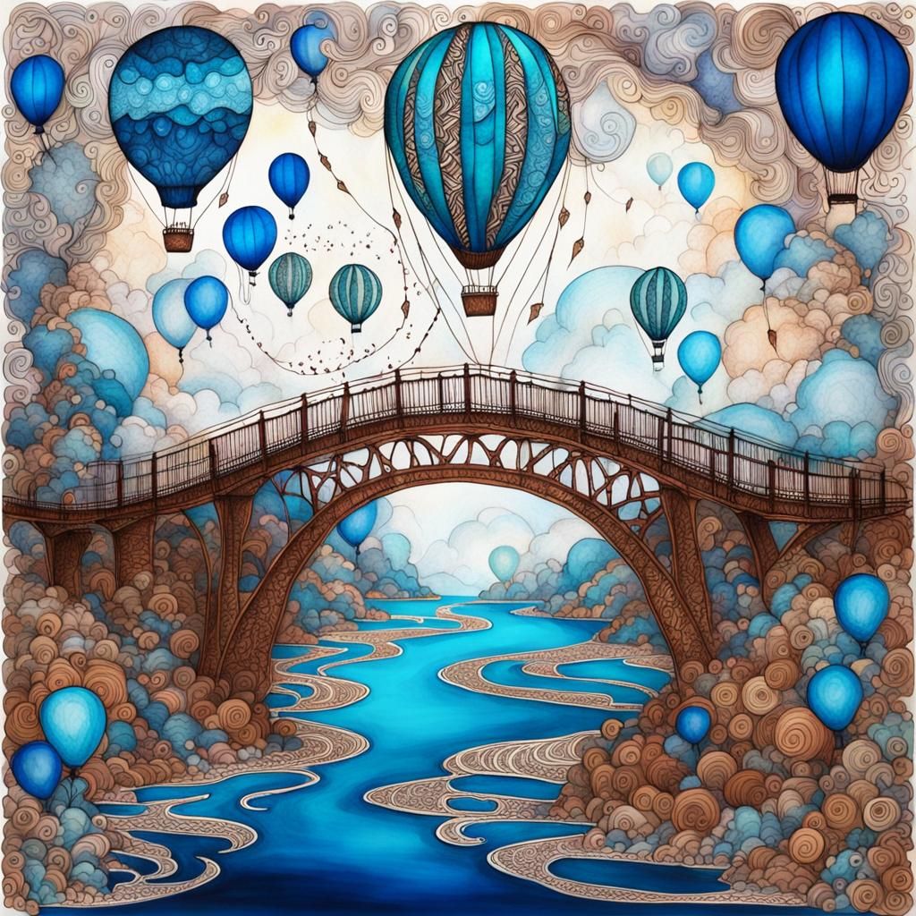 Surreal Zentangle Bridge With Ethereal Elements