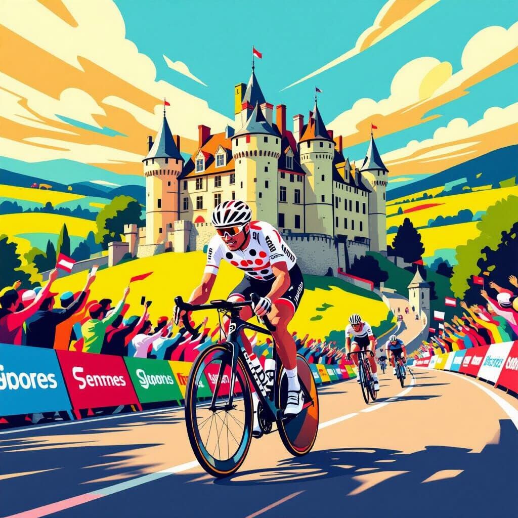Tour de France Cyclist in Futuristic Digital Art
