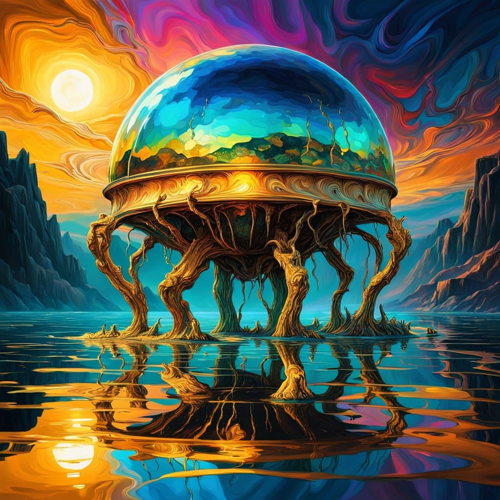 Ethereal Alien in Iridescent Dome