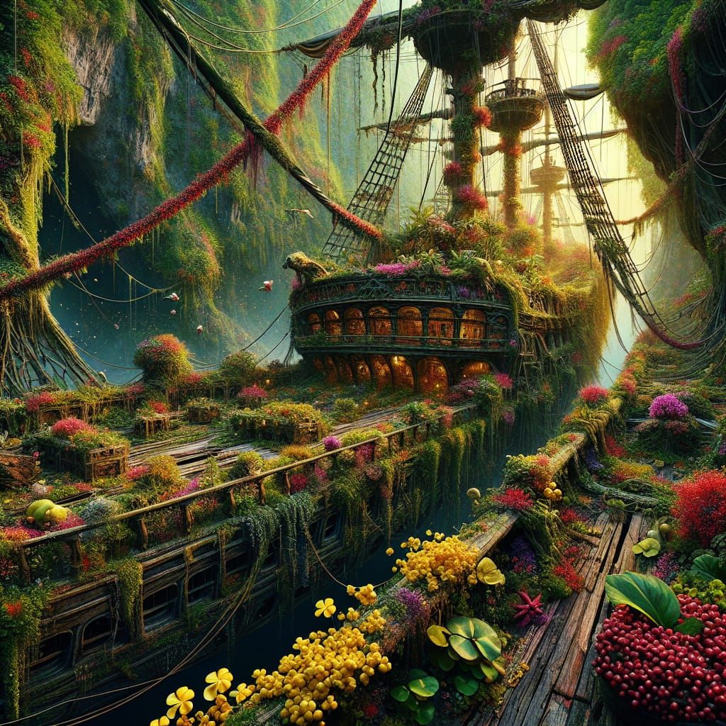 Abandoned Pirate Ship Transformed into Lush Garden Oasis