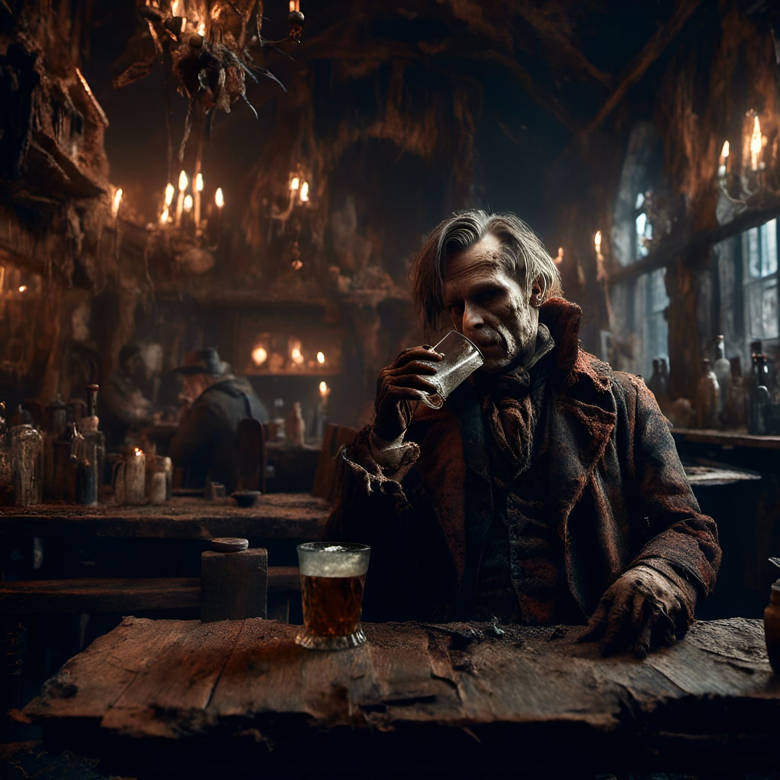 Man in Tavern: Detailed Matte Painting