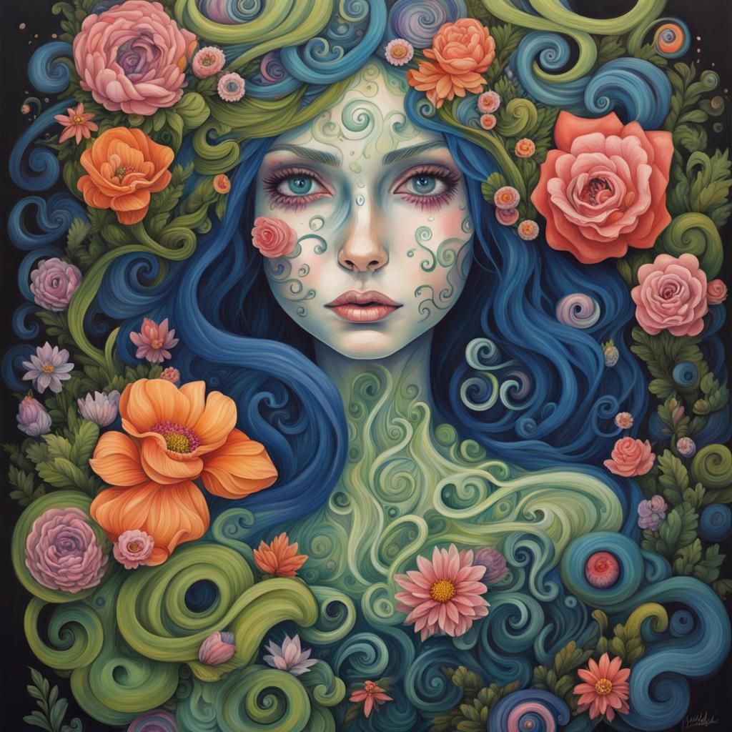 Nature Witch in a Candyland Gouache Wonderland