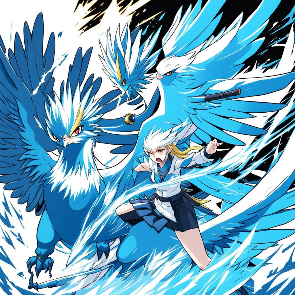 Lisa Captures Articuno in Anime Style Battle