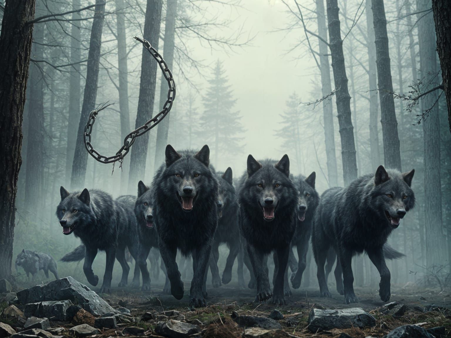 Wolves Freeing Fenrir from Chains